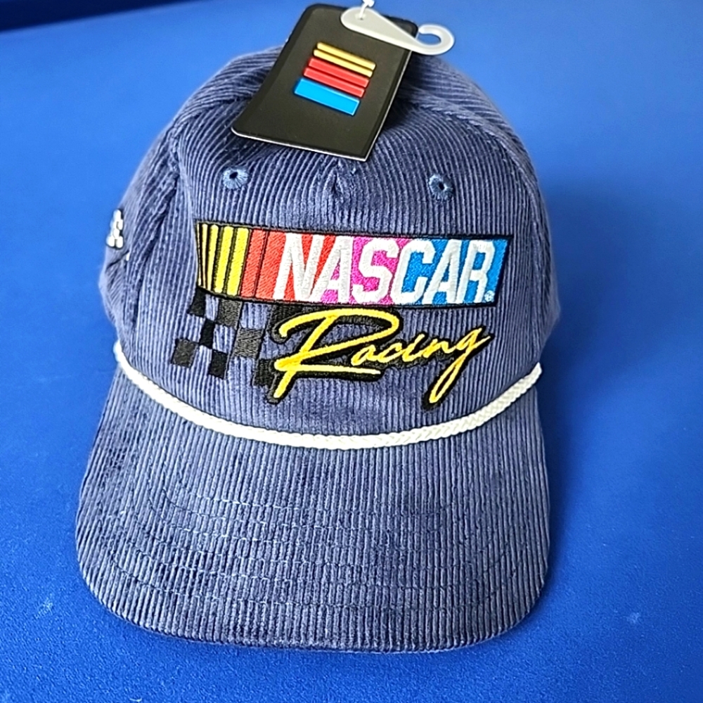 NASCAR Racing Men’s Corduroy Adjustable Navy Snapback Hat Cap Speedway